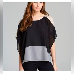 Eileen Fisher black and white poncho top